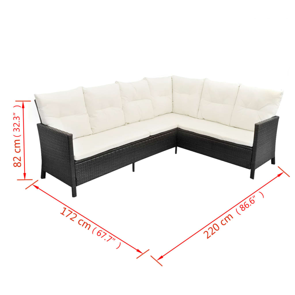 Set Divani da Giardino 4 pz con Cuscini in Polyrattan Nero | homemem39