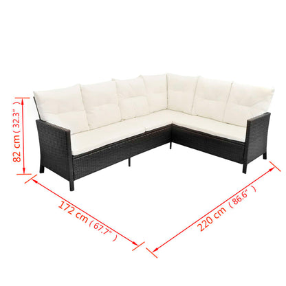 Set Divani da Giardino 4 pz con Cuscini in Polyrattan Nero | homemem39