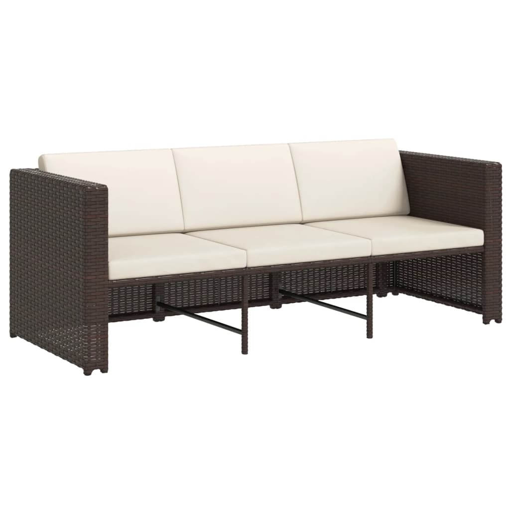 Set Divani da Giardino 4 pz con Cuscini in Polyrattan Marrone | homemem39