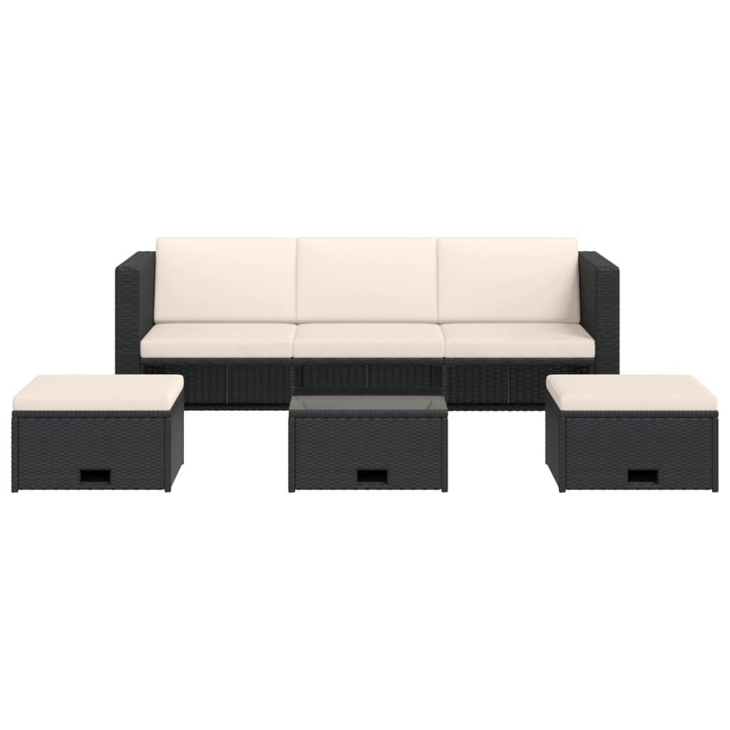 Set Divani da Giardino 4 pz con Cuscini in Polyrattan Nero - homemem39