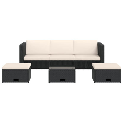 Set Divani da Giardino 4 pz con Cuscini in Polyrattan Nero - homemem39