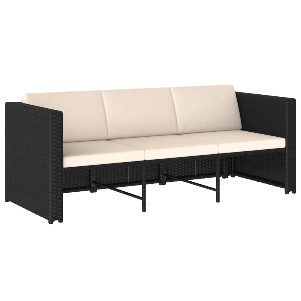 Set Divani da Giardino 4 pz con Cuscini in Polyrattan Nero - homemem39