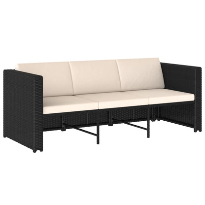 Set Divani da Giardino 4 pz con Cuscini in Polyrattan Nero - homemem39