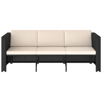 Set Divani da Giardino 4 pz con Cuscini in Polyrattan Nero