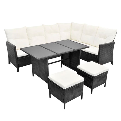 Set Divani da Giardino 4 pz con Cuscini in Polyrattan Nero - homemem39