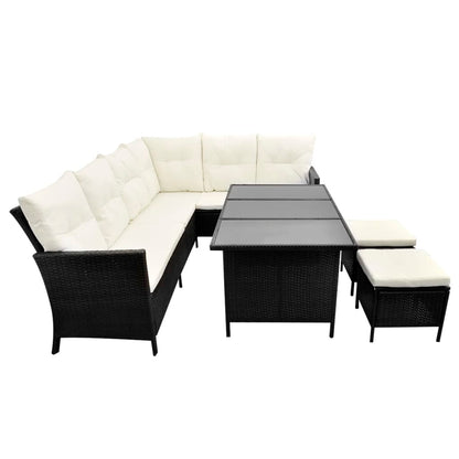 Set Divani da Giardino 4 pz con Cuscini in Polyrattan Nero - homemem39