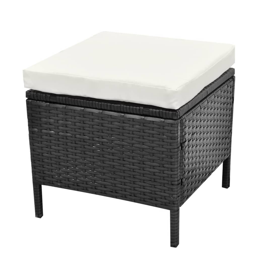 Set Divani da Giardino 4 pz con Cuscini in Polyrattan Nero - homemem39