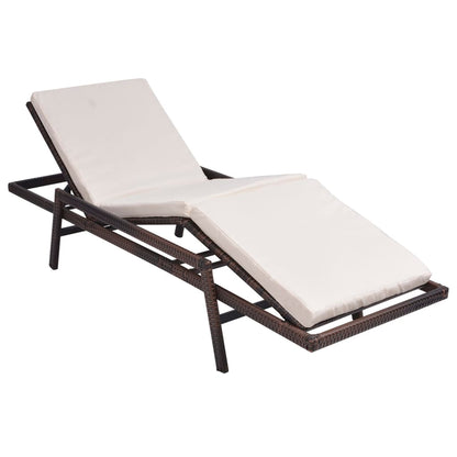 Lettino Prendisole con Cuscino in Polyrattan Marrone - homemem39