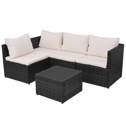 Set Divani da Giardino 5 pz con Cuscini in Polyrattan Nero | homemem39