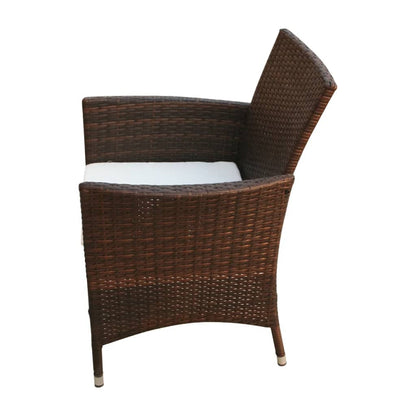 Set da Pranzo da Giardino 9 pz con Cuscini Polyrattan Marrone | homemem39
