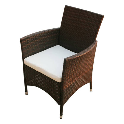 Set da Pranzo da Giardino 9 pz con Cuscini Polyrattan Marrone | homemem39