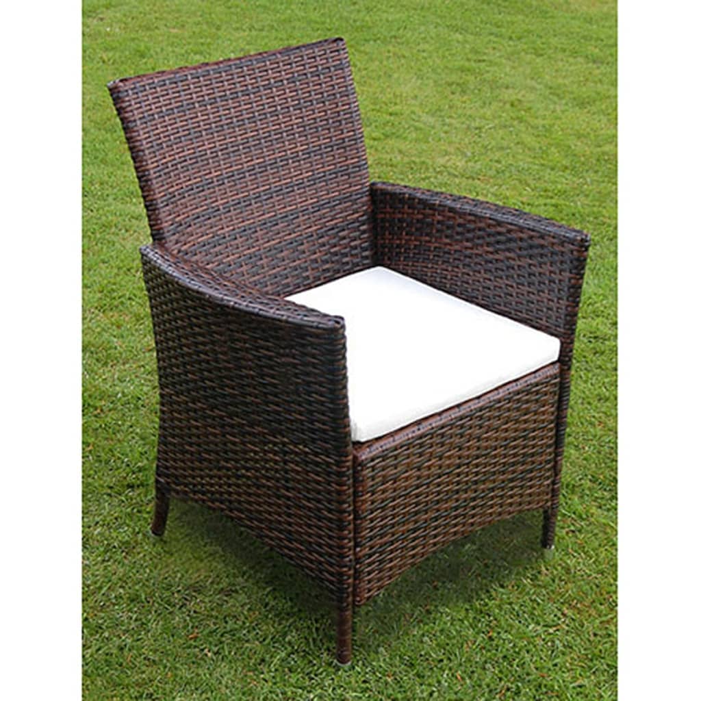 Set da Pranzo da Giardino 9 pz con Cuscini Polyrattan Marrone | homemem39