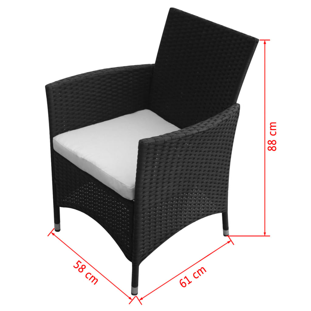 Sedie da Giardino 2 pz in Polyrattan Nero - homemem39