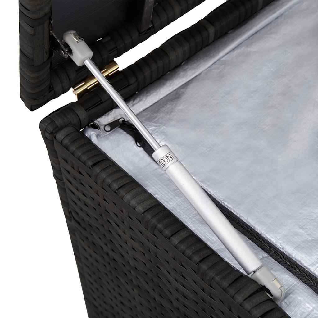 Baule da Giardino Nero 150x50x60 cm in Polyrattan