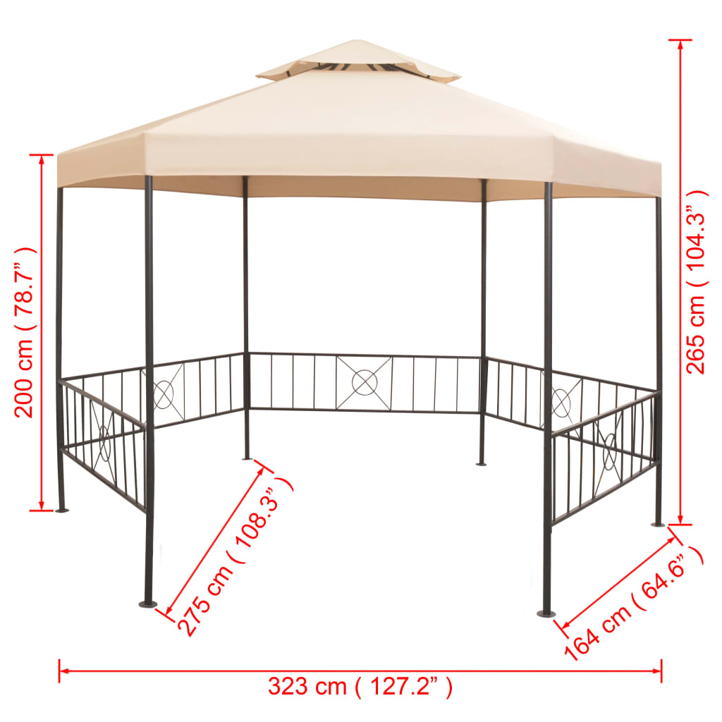 Gazebo Padiglione Tenda da Giardino 323x265 cm | homemem39