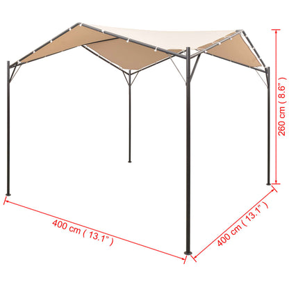 Gazebo Padiglione Tenda Tettoia 4x4 m in Acciaio Beige | homemem39