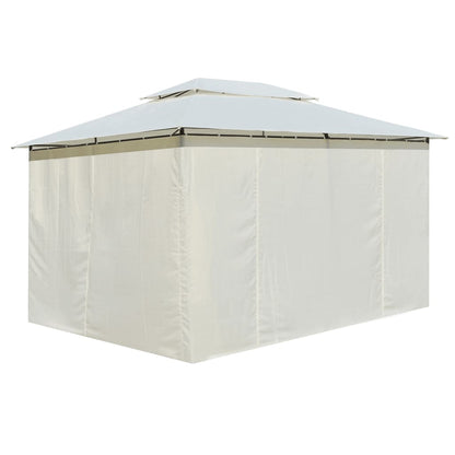 Gazebo da Giardino con Tende 4x3 m Bianco | homemem39