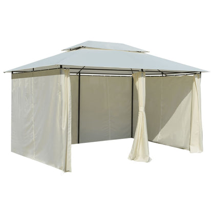 Gazebo da Giardino con Tende 4x3 m Bianco | homemem39
