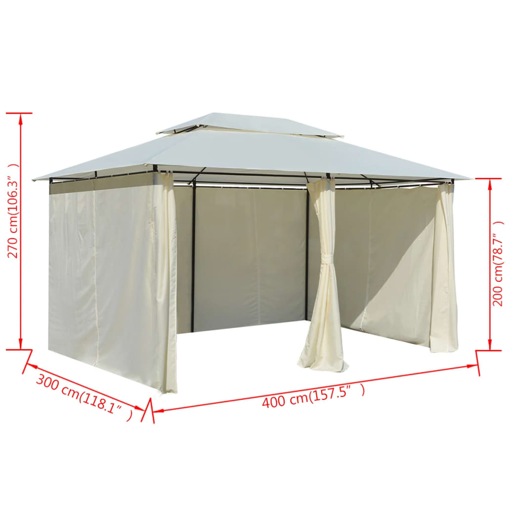 Gazebo da Giardino con Tende 4x3 m Bianco | homemem39