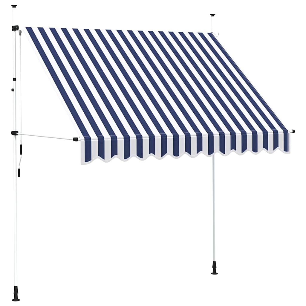 Tenda da Sole Retrattile Manuale 250 cm a Strisce Blu e Bianche - homemem39