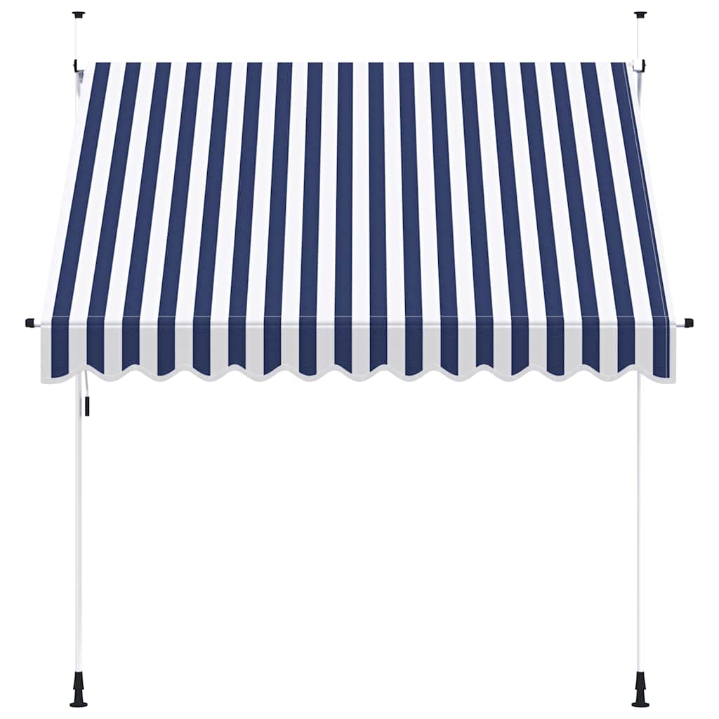 Tenda da Sole Retrattile Manuale 250 cm a Strisce Blu e Bianche - homemem39