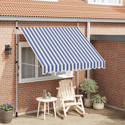Tenda da Sole Retrattile Manuale 250 cm a Strisce Blu e Bianche - homemem39