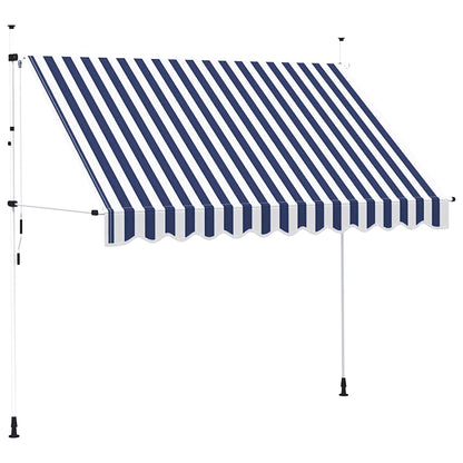 Tenda da Sole Retrattile Manuale 300 cm a Strisce Blu e Bianche