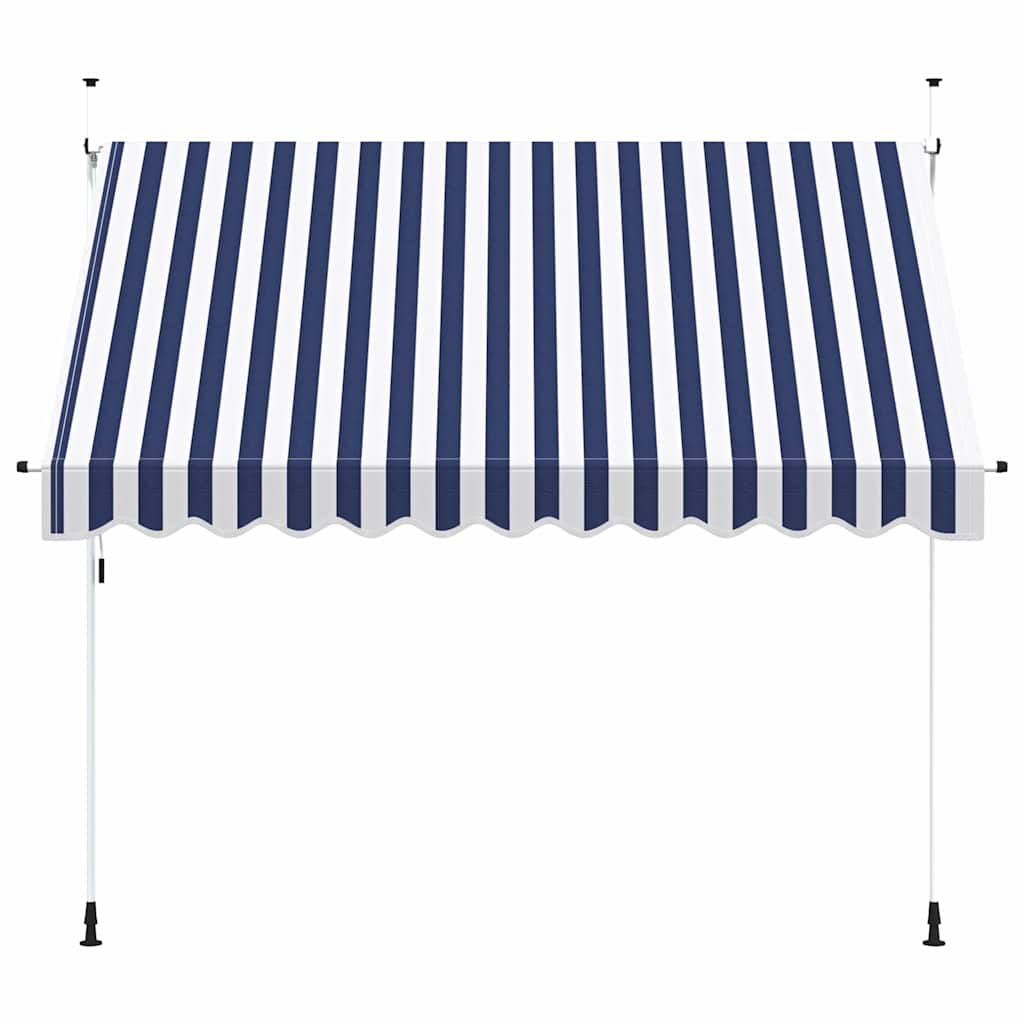 Tenda da Sole Retrattile Manuale 300 cm a Strisce Blu e Bianche