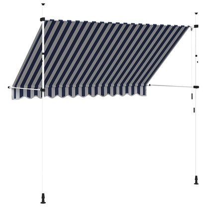 Tenda da Sole Retrattile Manuale 300 cm a Strisce Blu e Bianche