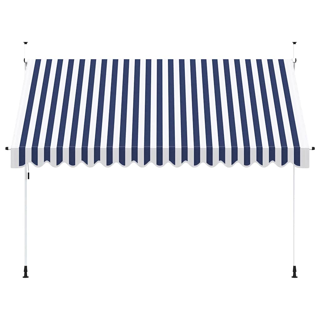 Tenda da Sole Retrattile Manuale 350 cm a Strisce Blu e Bianche | homemem39