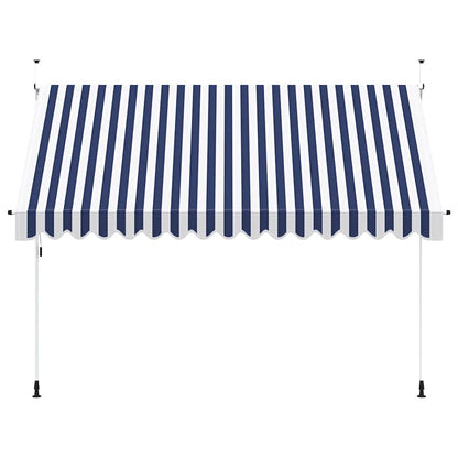 Tenda da Sole Retrattile Manuale 350 cm a Strisce Blu e Bianche | homemem39