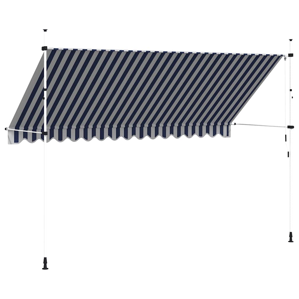 Tenda da Sole Retrattile Manuale 400 cm a Strisce Blu e Bianche | homemem39