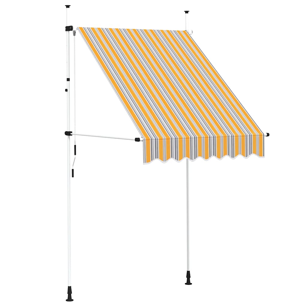 Tenda da Sole Retrattile Manuale 150 cm a Strisce Blu e Gialle | homemem39