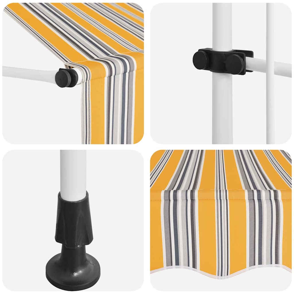 Tenda da Sole Retrattile Manuale 150 cm a Strisce Blu e Gialle | homemem39