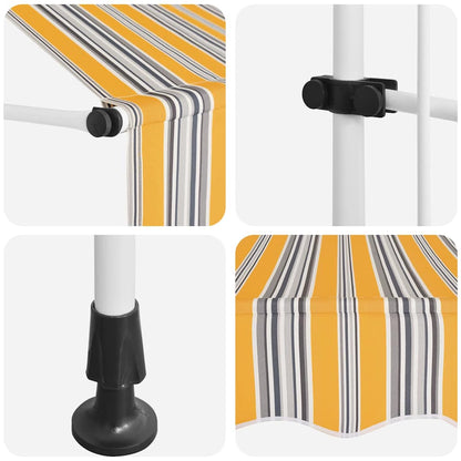 Tenda da Sole Retrattile Manuale 150 cm a Strisce Blu e Gialle | homemem39