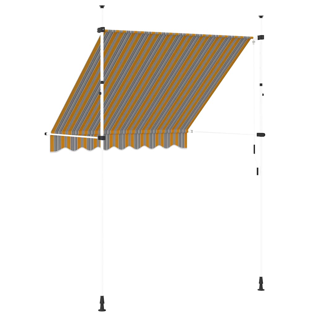 Tenda da Sole Retrattile Manuale 200 cm a Strisce Blu e Gialle | homemem39
