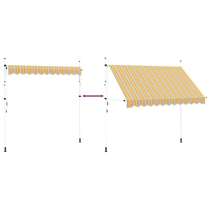 Tenda da Sole Retrattile Manuale 300 cm a Strisce Blu e Gialle