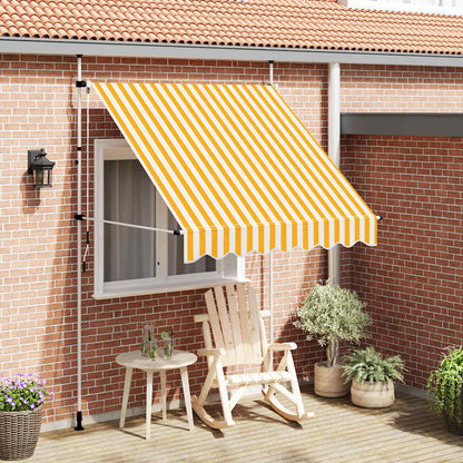Tenda da Sole Retrattile Manuale 200cm Strisce Arancione Bianco