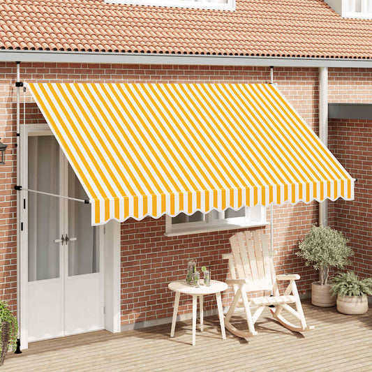 Tenda da Sole Retrattile Manuale 350cm Strisce Arancione Bianco