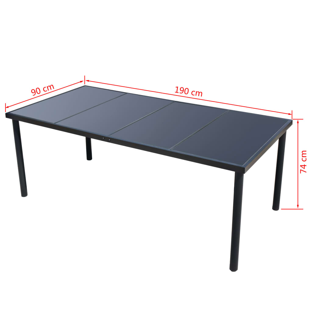 Set da Pranzo da Giardino 9 pz in Acciaio Nero - homemem39