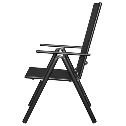 Set da Pranzo da Giardino 9 pz Pieghevole in Alluminio Nero