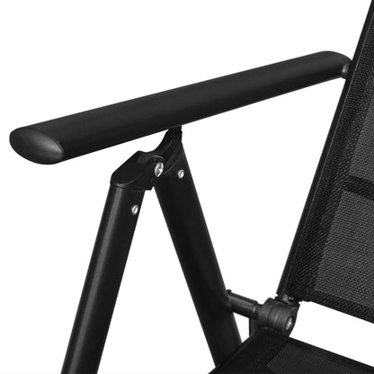 Set da Pranzo da Giardino 9 pz Pieghevole in Alluminio Nero
