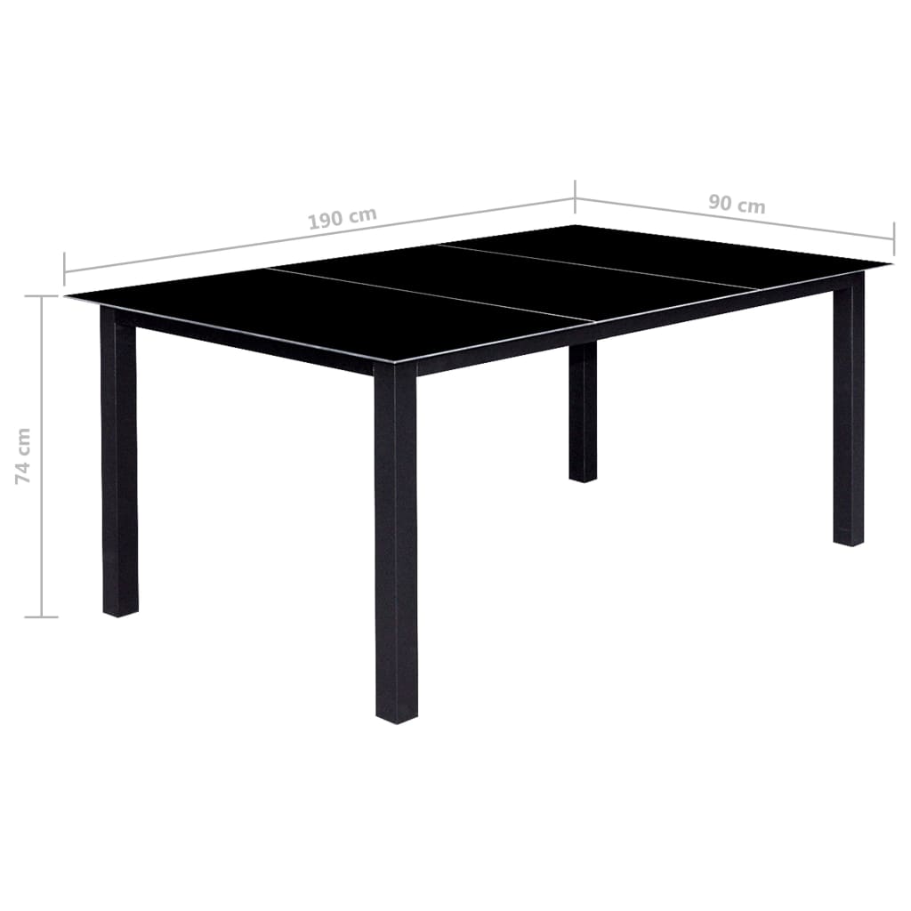 Set da Pranzo da Giardino 9 pz Pieghevole in Alluminio Nero
