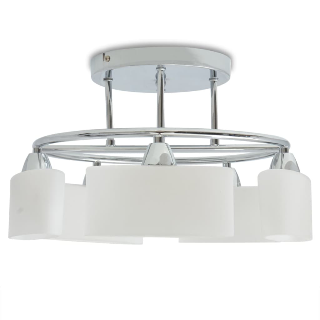 Lampada Soffitto Paralumi Elissoidi Vetro 5 Lampadine E14 200 W | homemem39