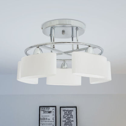 Lampada Soffitto Paralumi Elissoidi Vetro 5 Lampadine E14 200 W | homemem39