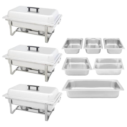Set 3 pz Teglie Scaldavivande in Acciaio Inossidabile