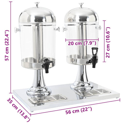 Doppio Distributore di Succhi di Frutta e Bibite Acciaio Inossidabile 2 x 8 L - homemem39