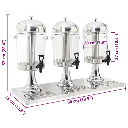 Triplo Distributore di Succhi di Frutta e Bibite Acciaio Inossidabile 3 x 8 L - homemem39