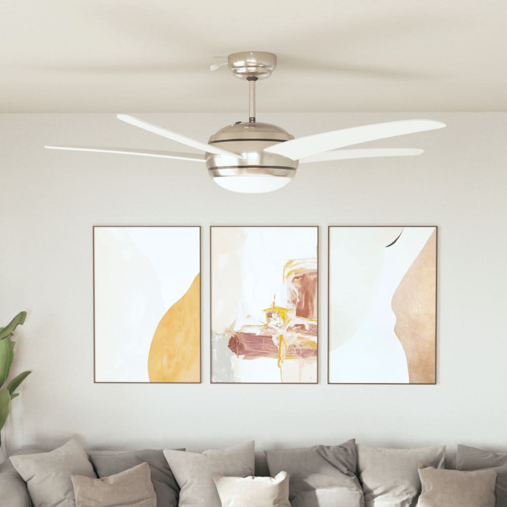 Ventilatore da Soffitto Decorato con Luce 128 cm Bianco - homemem39