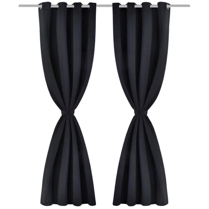 2 Pz Tende Oscuranti con Occhielli in Metallo 135x175 cm Nere - homemem39